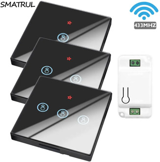 SMATRUL Smart Home Wireless Touch Switch Light Electrical 433Mhz Remote Control Glass Screen Wall Panel Button Receiver Led Lamp