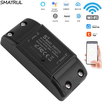 SMATRUL Tuya Light WiFi Switch Smart Life APP Voice Relay Controller Timer Module Google Home Alexa Wall 110V 220V 10A
