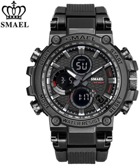 SMEAL Men Sport Watches Digital Double Time Chronograph Watch Mens LED Chronometre Week Display Wristwatches montre homme Hour