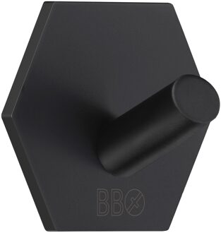 Smedbo Beslagsboden Handdoekhouder - 4.5x5.2x3cm - zelfklevend - RVS Mat Zwart BB1160 Zwart mat