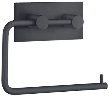 Smedbo Beslagsboden Toiletrolhouder - 13.4x10.5cm - zelfklevend - RVS Mat zwart BB1098 Zwart mat