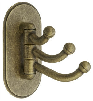 Smedbo Handdoekhaak Smedbo Xtra Design Drievoudige Haak Draaibaar Verouderd Messing