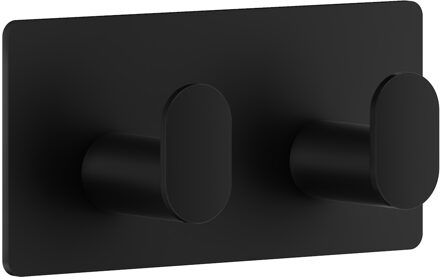 Smedbo Handoekhaak Dubbel Smedbo Cube zelfklevend 9.6x4.8 cm Mat Zwart