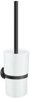 Smedbo Home WC-borstelgarnituur - 9.8x38cm - zelfklevend / boren - Massief messing Mat Zwart HB333P Zwart mat