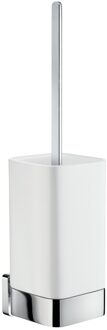 Smedbo Ice SoftCube WC-borstelgarnituur - 7.8x37x10.3cm - zelfklevend / boren - Massief messing Chroom/Porcelein OK433P