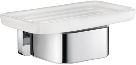 Smedbo Ice SoftCube Zeepschaal - 12x5x8.8cm - zelfklevend / boren - Massief messing Chroom/Porcelein OK442P