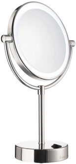 Smedbo Outline LED Make-up Spiegel Vrijstaand 18cm 5x Vergrotend Chroom Wit Chroom