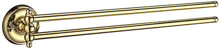 Smedbo Villa Handdoekhouder - 44x4x7cm - dubbel - draaibaar - messing V226 Messing (Goud)