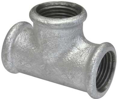 Smeedbaar ijzer reduceerstuk T-stuk, verzinkt, 1"IT x 1/2"IT x 1"IT, (130) - 989737055