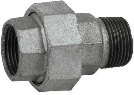 Smeedbaar ijzer schroefverbinding, verzinkt, 1"IT x 1"ET, vlak afgedicht, (331) - 989833055