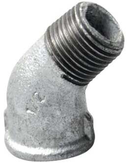 Smeedbaar ijzeren bocht 45°, verzinkt, 1/2"H x 1/2"ET, (121) - 989728055