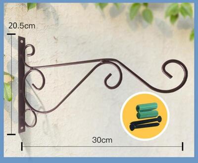 Smeedijzeren Balkon Haak Plant Bloempotten Decoratieve Plank Opknoping Mand Muur Gemonteerde Ondersteuning Tuin Kunst Ambachten Donkerbruin