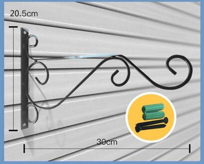 Smeedijzeren Balkon Haak Plant Bloempotten Decoratieve Plank Opknoping Mand Muur Gemonteerde Ondersteuning Tuin Kunst Ambachten zwart