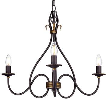Smeedijzeren hanglamp WINDERMERE, 3-lichts roest, goud