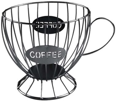 Smeedijzeren Koffie Capsule Opslag Mand Multifunctionele Aanrecht K Bekerhouder Ruimtebesparend Koffie Cup En Draad Basis Vorm zwart
