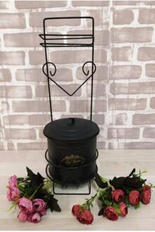 Smeedijzeren Wc Papier Hanger En Huisvuilemmer Set