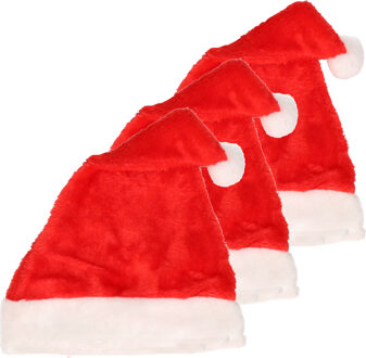 Smiffys 10x stuks pluche luxe kerstmutsen voor kinderen 52 cm