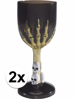 Smiffys 2x Halloween wijnglas zwart