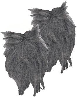 Smiffys 2x stuks lange grijze verkleed baard en snor - Carnaval nep baarden