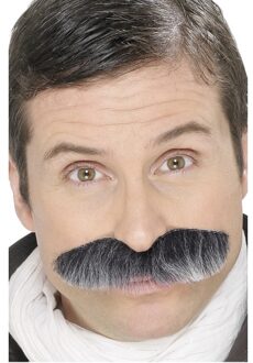 Smiffys 2x stuks politie man verkleed nep/plak snor zwart/grijs