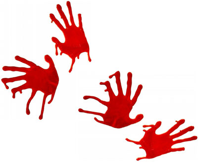 Smiffys 4x stuks bloederige horror handafdrukken raamdecoratie