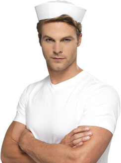 Smiffys 4x Witte matrozen verkleed hoedjes - Matroos/Zeeman thema verkleed accessoire - Carnaval/Themafeest feestartikelen