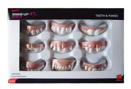 Smiffys Assortiment verkleed tandjes/gebitjes - 9 soorten foptanden/tandjes