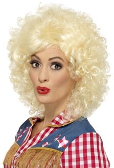 Smiffys Blonde Dolly korte pruik met krullen voor dames