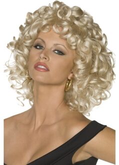 Smiffys Blonde Sandy Grease verkleed pruik voor dames - carnaval pruik met krullen - uit de film