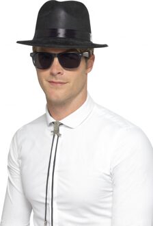 Smiffys Blues Brothers hoed - zwart - volwassenen - plastic - Carnaval verkleedhoeden
