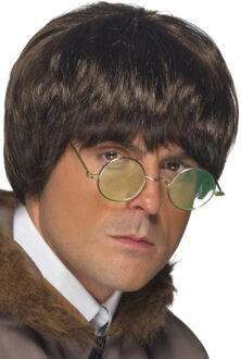 Smiffys Britse Gallagher Oasis zanger pruik - bruin haar - heren - carnaval - verkleedpruik
