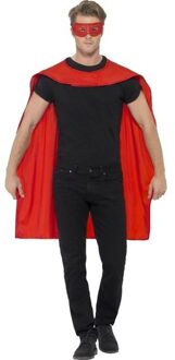 Smiffys Cape met oogmasker - verkleed kleding - voor volwassenen - rood - One size