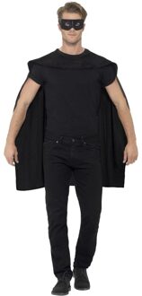 Smiffys Cape met oogmasker - verkleed kleding - voor volwassenen - zwart - 100 cm - superheld