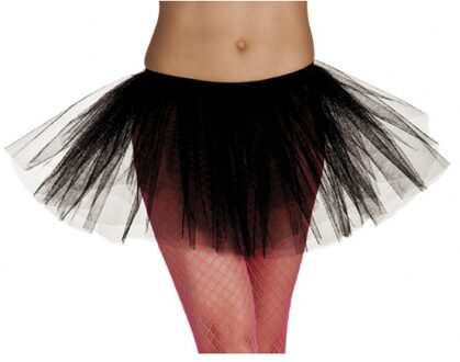 Smiffys Carnaval Tutu onderrok voor dames - zwart - tule stof rokje - one size - elastische band