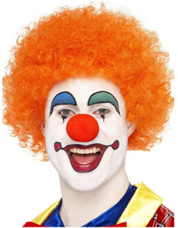 Smiffys Carnaval verkleed Afropruik groot - oranje - volwassenen - krullen - clown