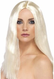 Smiffys Carnaval verkleed dames pruik - Blond stijl lang haar - Platina blond - vrouwen pruiken