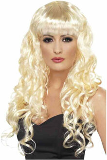 Smiffys Carnaval verkleed dames pruik - krullen blond - lang haar - heksenpruik