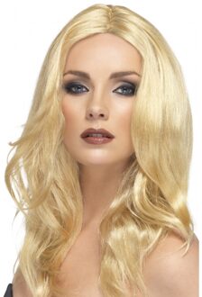 Smiffys Carnaval verkleed damespruik Superstar - lang blond haar