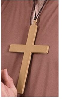 Smiffys Carnaval verkleed gouden monniks/priesters kruis - 22 cm - plastic
