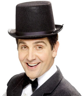 Smiffys Carnaval verkleed hoge hoed - zwart - vilt - voor heren - Roaring Twenties - Aristocraat
