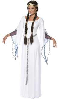 Smiffys Carnaval verkleed jurk - wit - lang - middeleeuwen - thema verkleedkleding