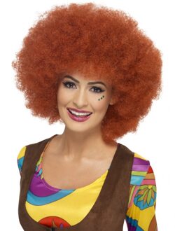Smiffys Carnaval verkleed Mega afro pruik - rood/bruin- krullen - dames - Seventies