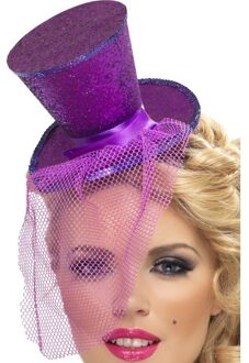 Smiffys Carnaval verkleed mini hoedje op diadeem - Funny hoge hoed - Paard - Dames