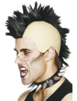 Smiffys Carnaval verkleed pruik Hanekam - heren - punker - Eighties stijl