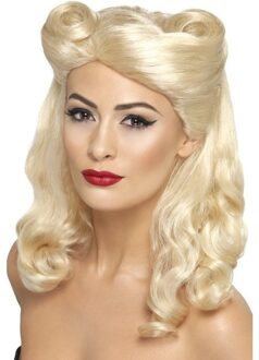 Smiffys Carnaval verkleed pruik Jaren 40/Forties - blond - dames - Pin up