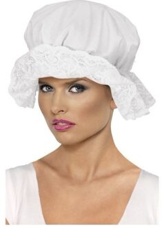 Smiffys Carnaval verkleed Werkster muts - wit - voor dames