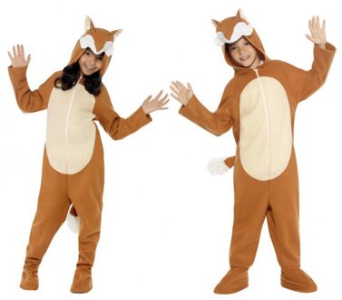 Smiffys Carnaval verkleedkleding dierenpak Vos - kinderen - outfit - onesie - vossenpak Bruin