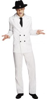 Smiffys Carnaval verkleedkleding gangsters pak/kostuum voor mannen/heren - wit - gestreept
