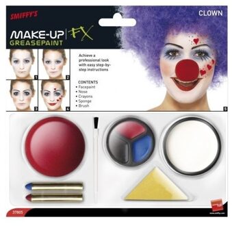 Smiffys Clown schmink set inclusief clownsneus Multi