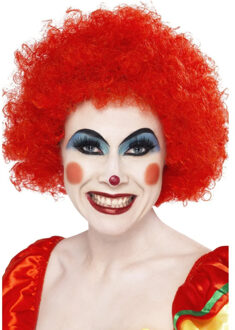 Smiffys Clownspruik - rood - afro pruik - krullen - volwassenen - carnaval